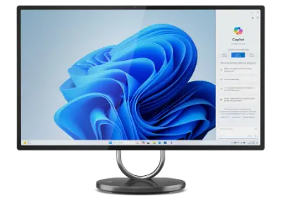 Vista frontal de una portatil de sobremesa Lenovo Yoga Todo en uno